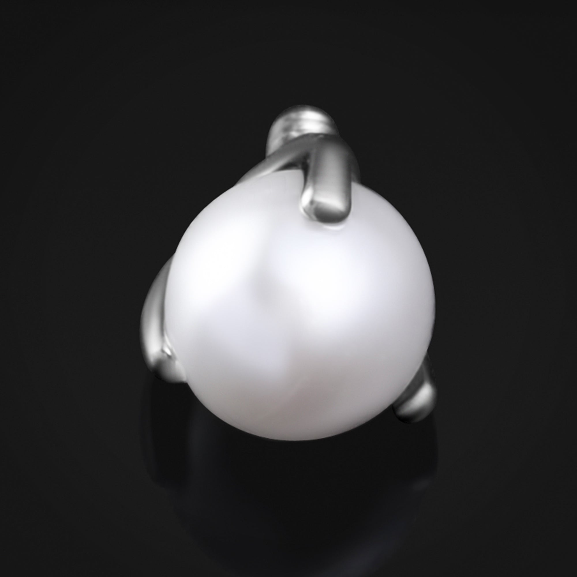 Labret Top, Silver, White Pearl, Internally Threaded, Titanium