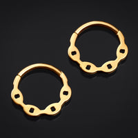 Clicker de septum, doré, motif chaîne, titane, 1.2mm