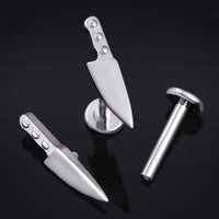 Piercing labret en argent, embout couteau, filetage interne, titane, 1.2mm
