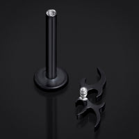 Noir, tribal à pointe, filetage interne, labret, titane ASTM F136, 1.2mm