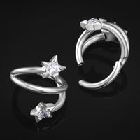 Bague hélice étoilée torsadée, argent, titane ASTM F136