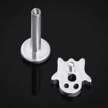 Silver Ghost Internally Threaded Titanium Labret Stud 1.2mm Gauge
