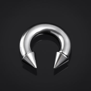 Spiked Horseshoe Barbell, Silver, Titanium, Stretched Septum Jewellery