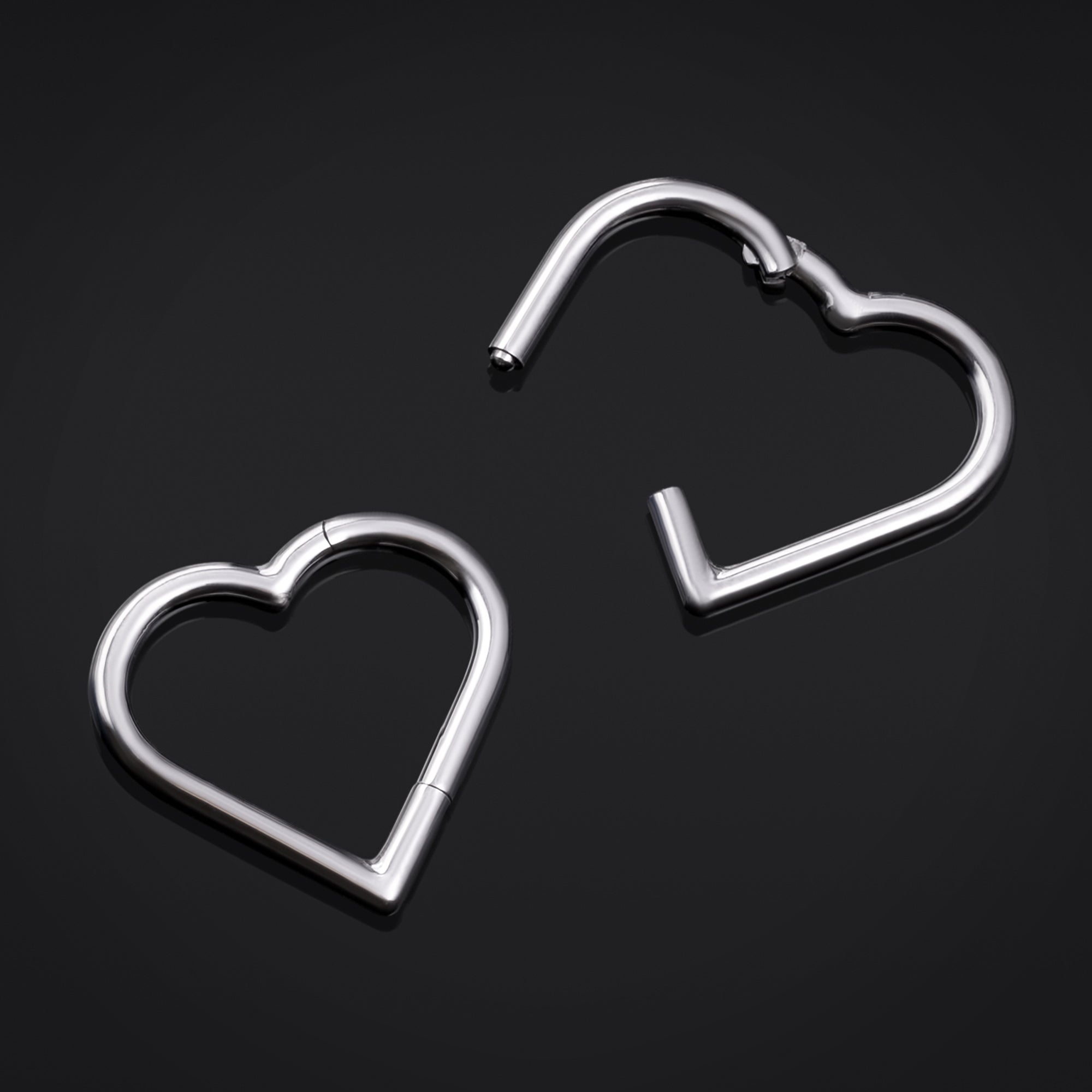 Nose Ring, Silver, Heart Design, Titanium