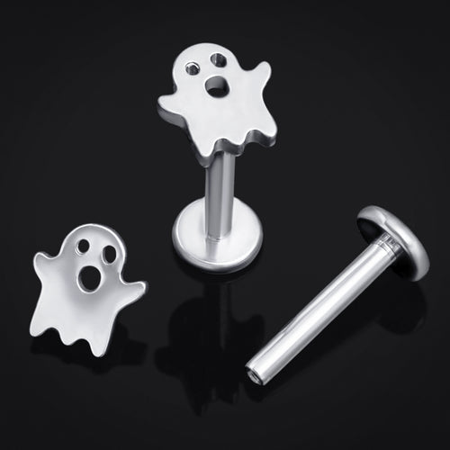 Silver Ghost Internally Threaded Titanium Labret Stud 1.2mm Gauge