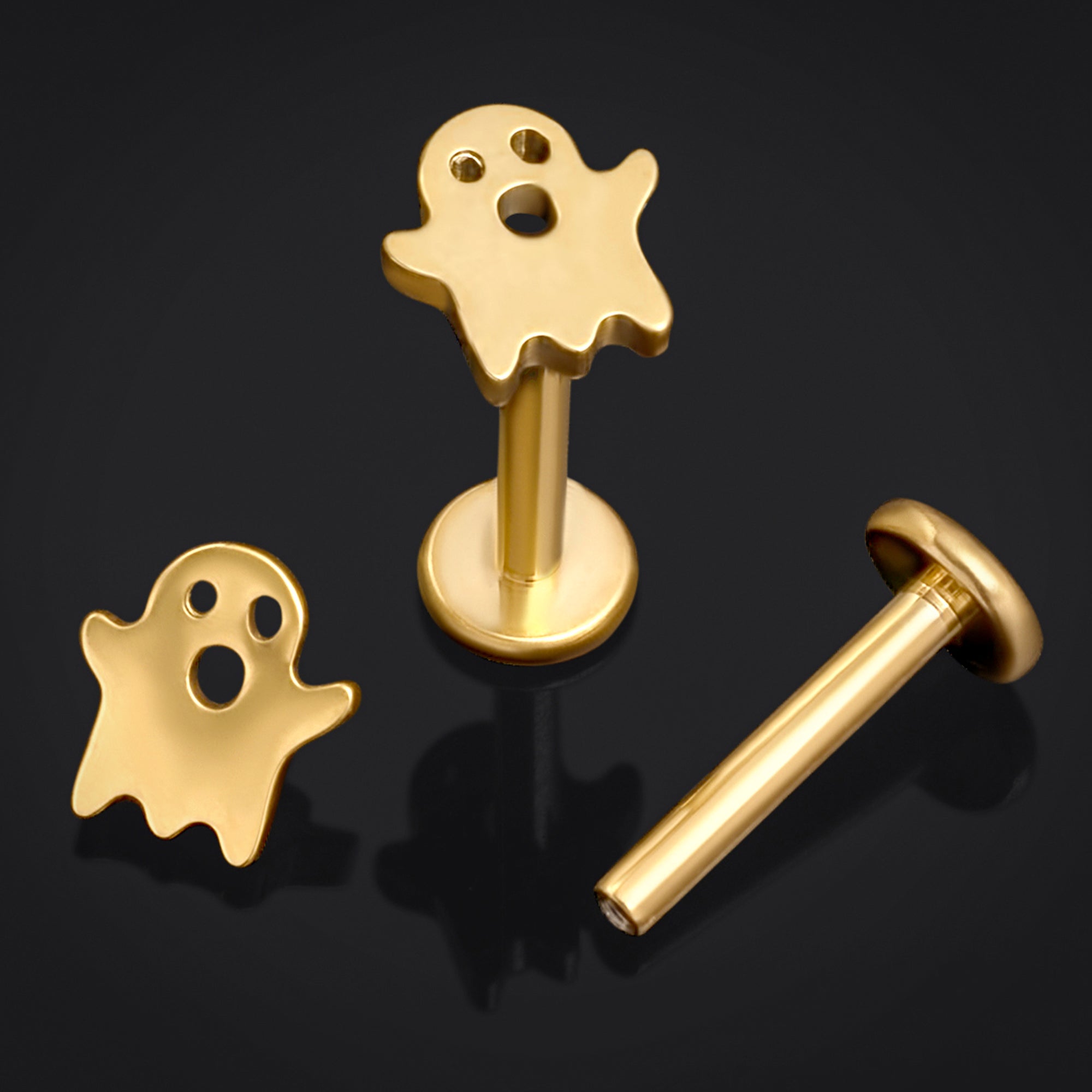 Gold Ghost Internally Threaded Titanium Labret Stud 1.2mm Gauge