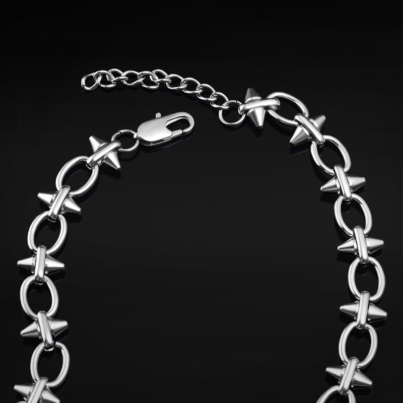 Collier chaîne à pointes coniques - Jewellery alternative en acier inoxydable