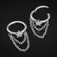 Bague hélice étoile à double chaîne, argent, titane ASTM F136