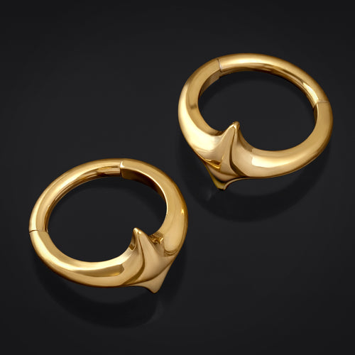 Four Pointed Star Helix Ring, Gold, ASTM F136 Titanium