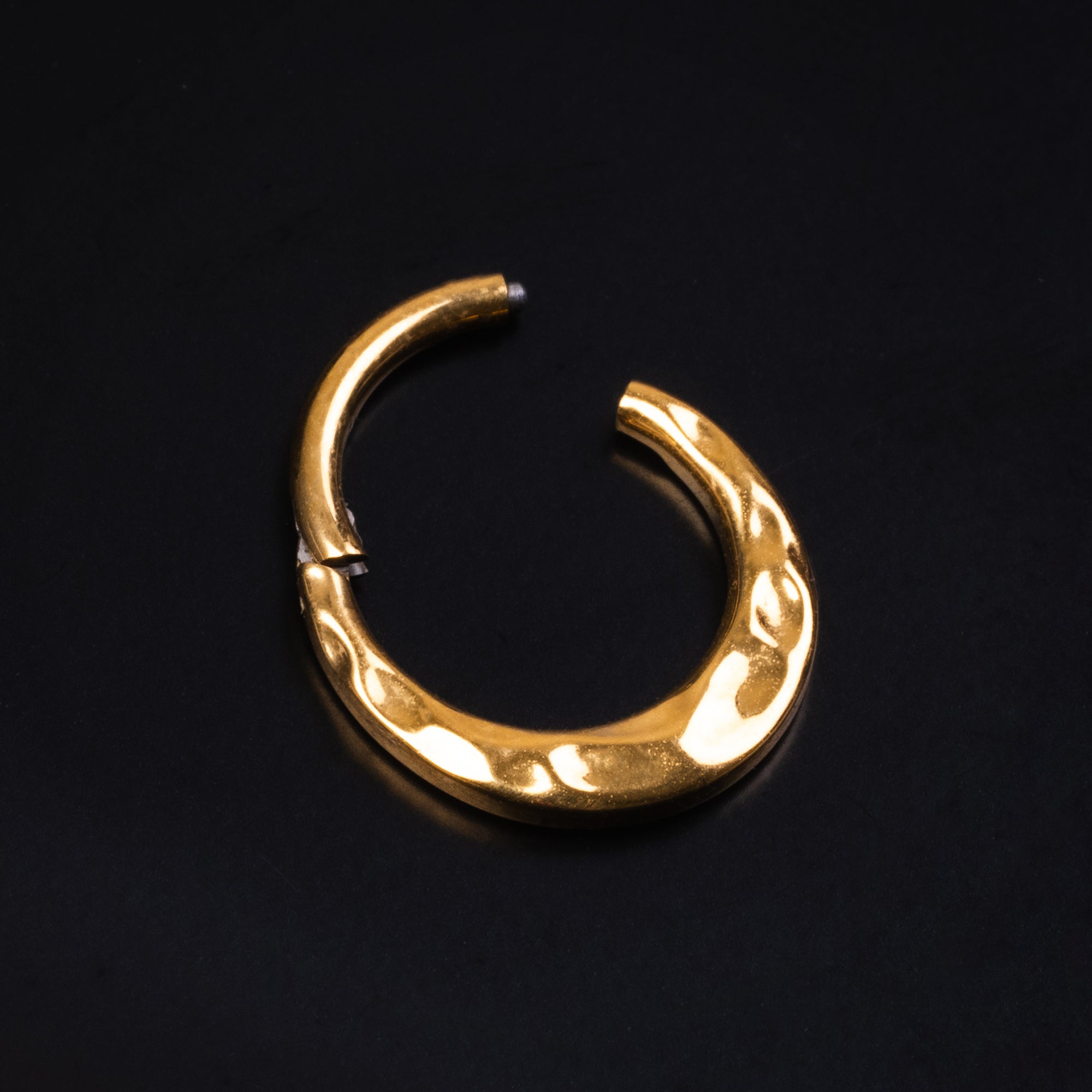 Gold Hammered Dome ASTM F136 Titanium Daith Clicker Ring