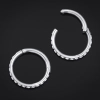 Anneau clicker, argent, sans soudure et serti de pierres, titane ASTM F136