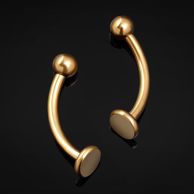 Labret vertical, or, disque plat, filetage interne, titane