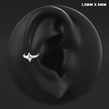 Four Pointed Star Helix Ring, Silver, ASTM F136 Titanium