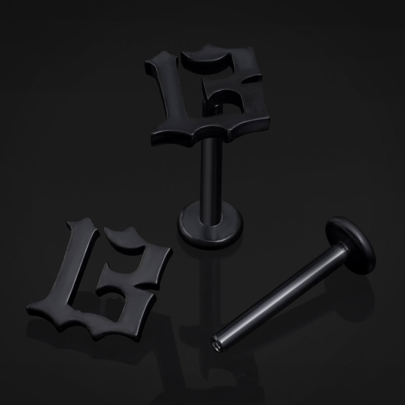 Noir, 13, filetage interne, labret, titane ASTM F136, 1,2 mm