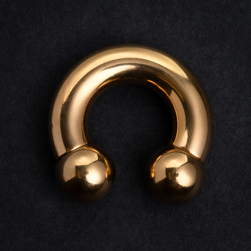 Horseshoe Barbell, Gold, Circular Barbell Piercing, Titanium, Large Gauge