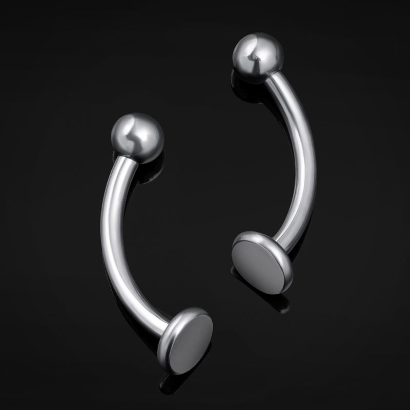 Vertical Labret, Silver, Flat Disk, Internally Threaded, Titanium