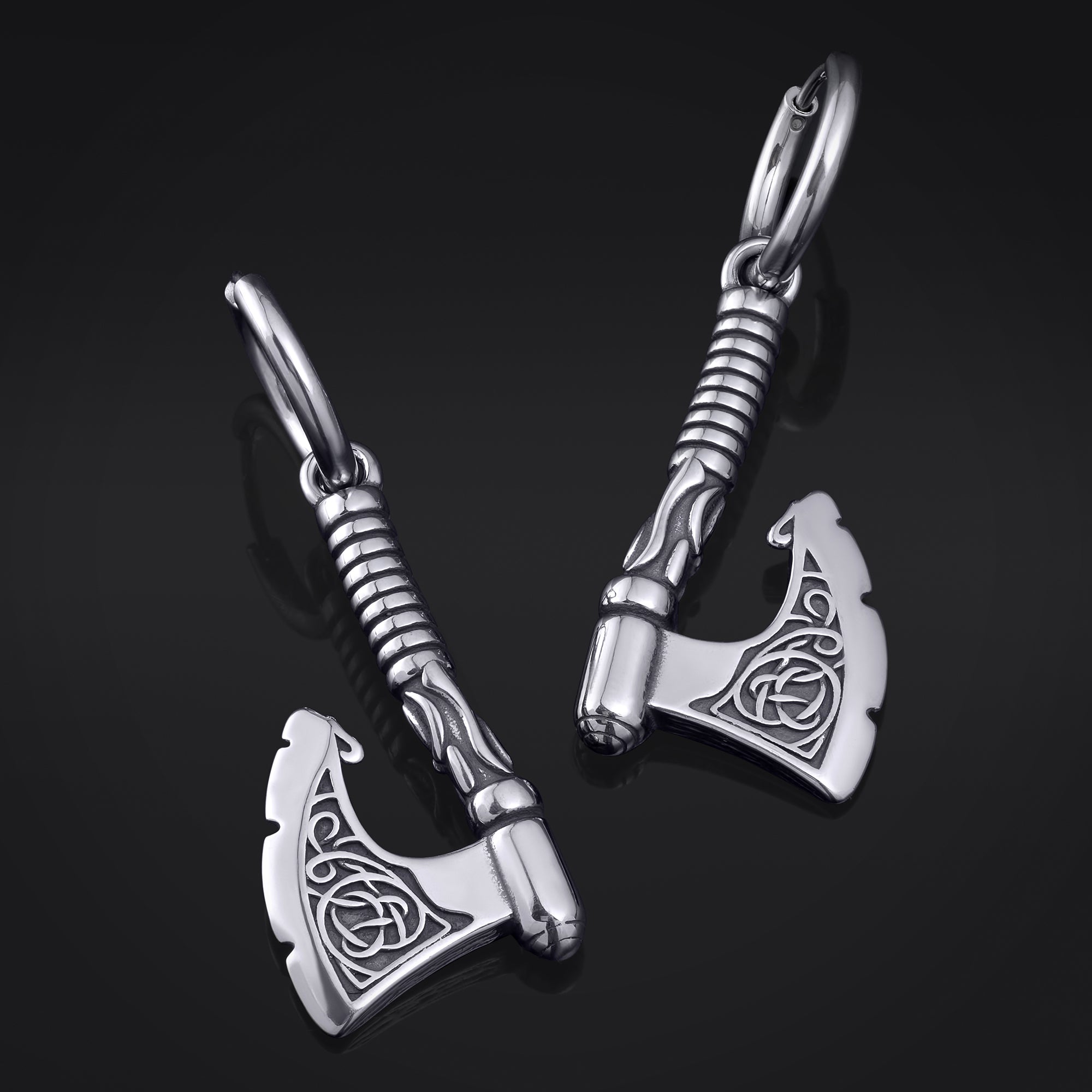 Gothic Axe Hoop Earrings - Stainless Steel Alternative Jewellery - Pair
