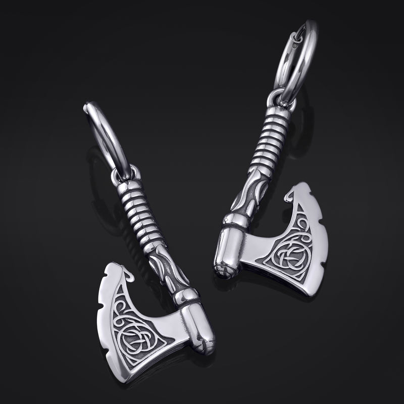 Gothic Axe Boucles d’oreilles créoles - Jewellery alternative en acier inoxydable - Paire