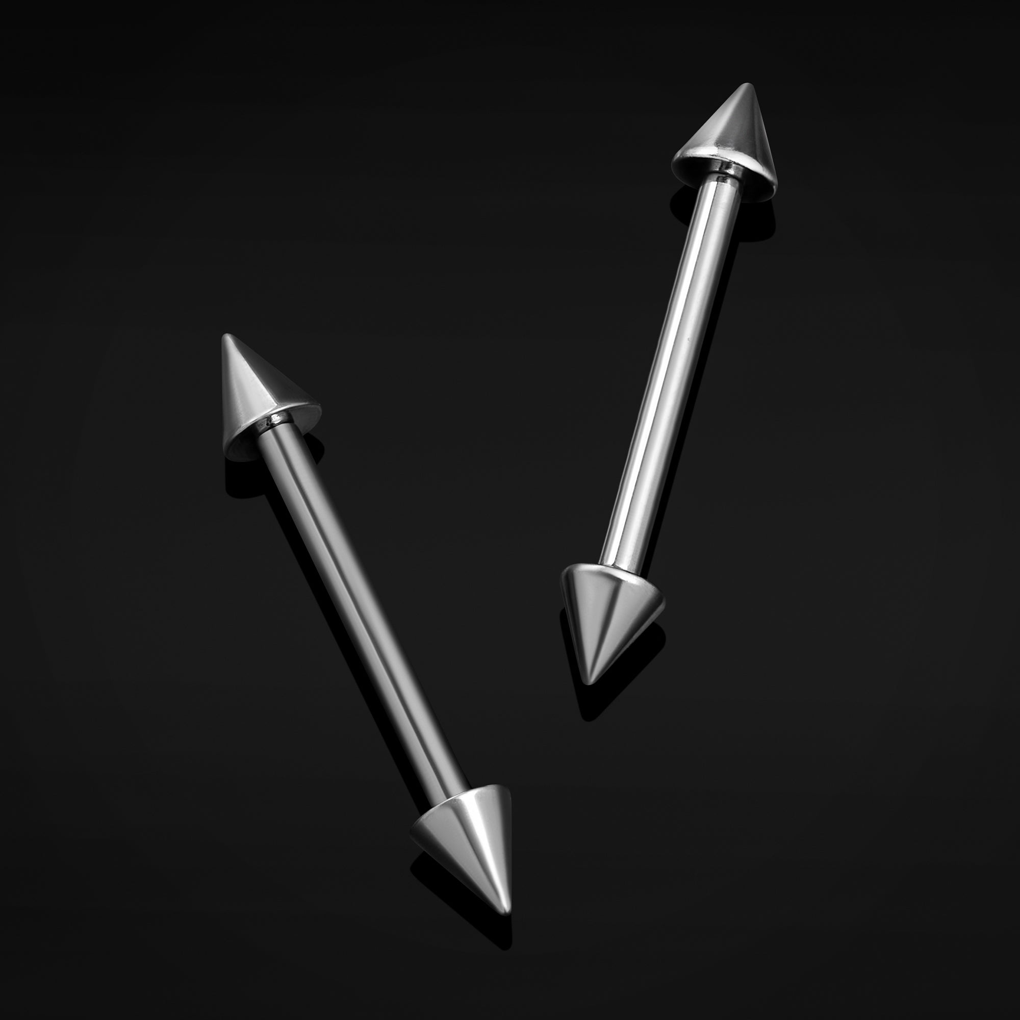 Nipple Barbell, Silver, Cone Ends, Titanium, Internal Thread