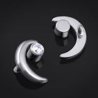 Embout de labret, Argent, Bijou lune croissante, Filetage interne, Titane