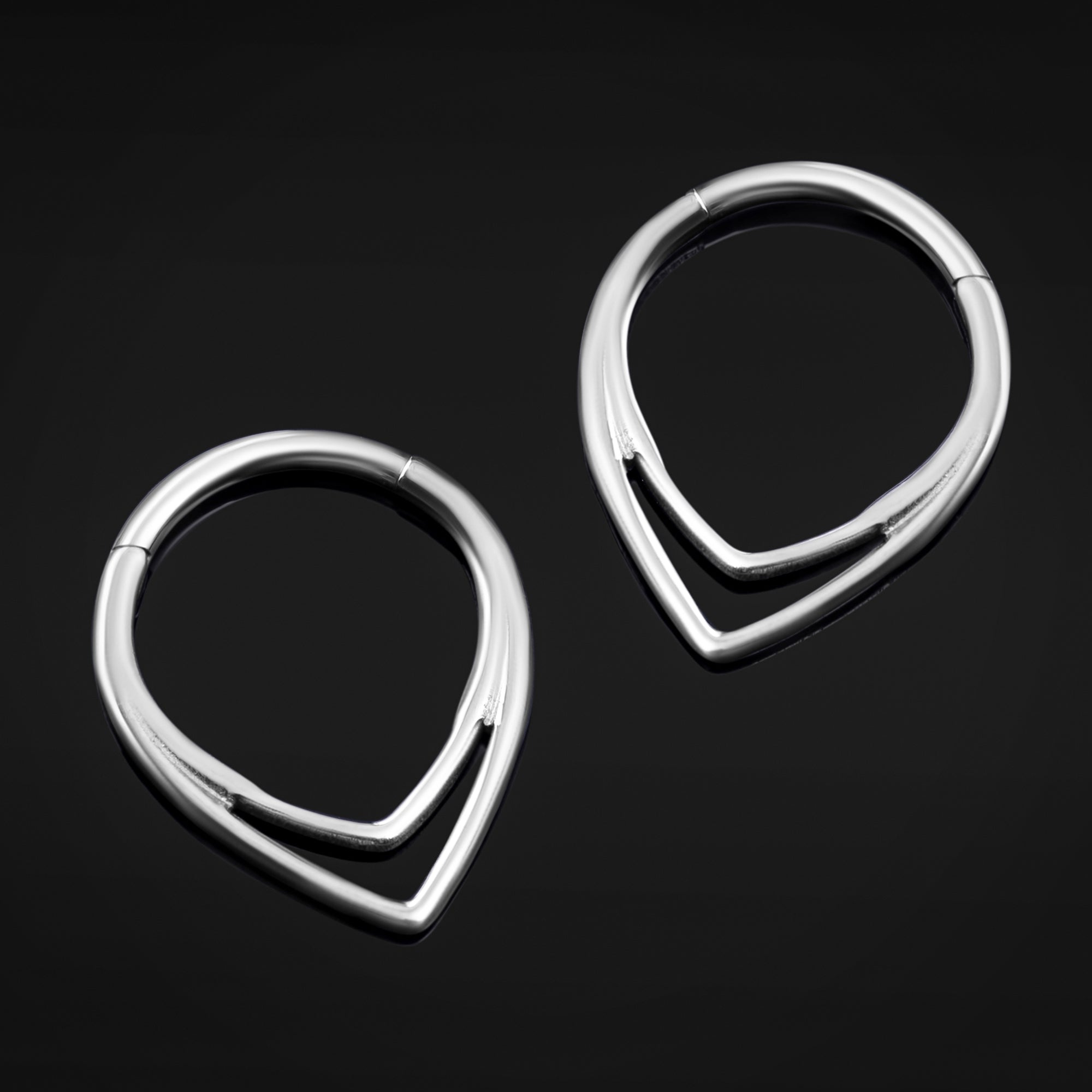 Septum Clicker, Silver, Double Teardrop, ASTM F136 Titanium