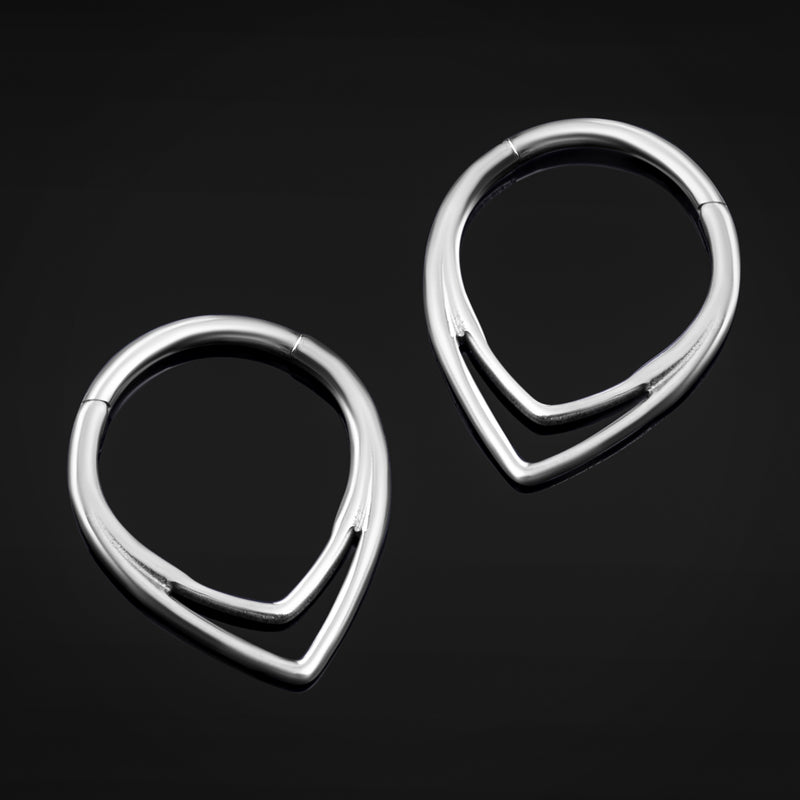 Clicker de septum, argent, double goutte, titane ASTM F136