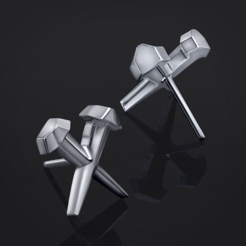 Labret Top, Silver, Coffin Nails, Threadless, Push Fit, Titanium