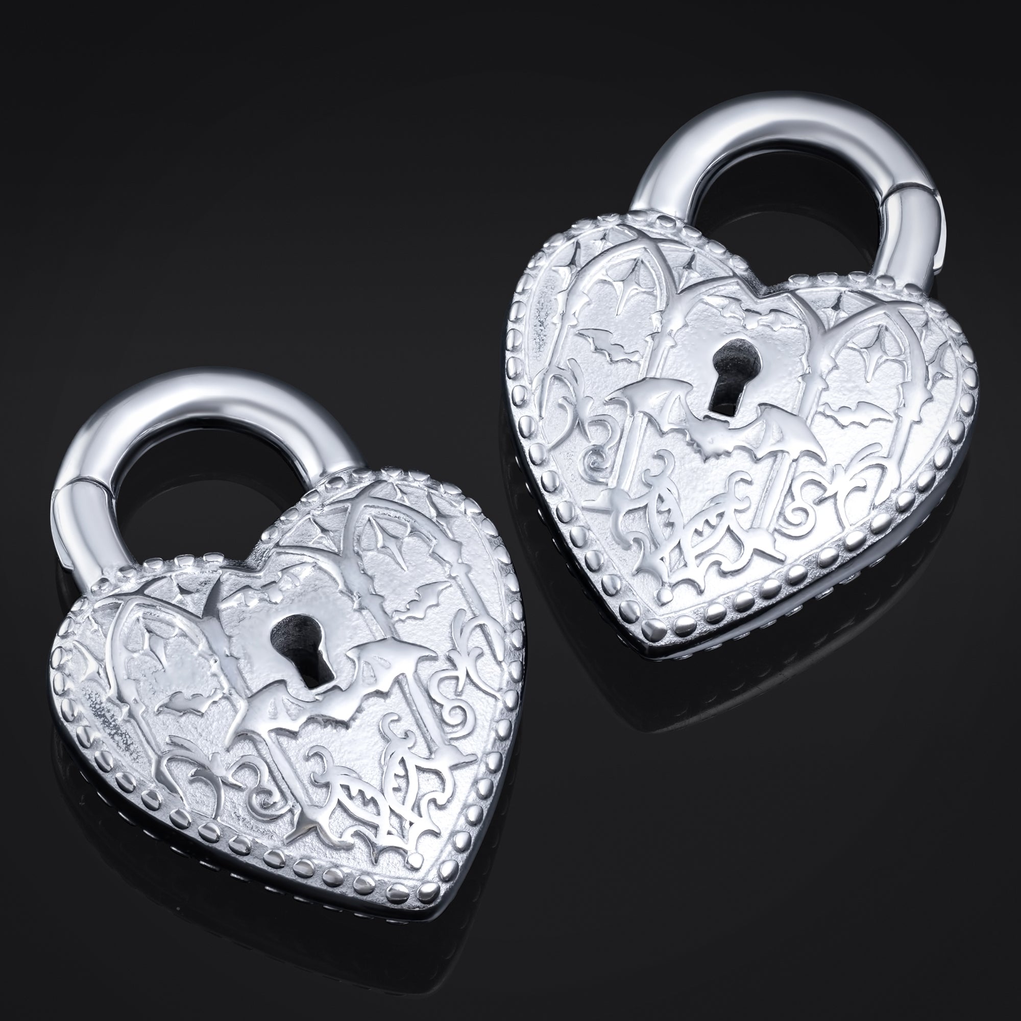 Heart Padlock Ear Weights - Pair