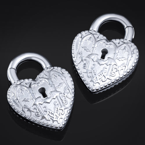 Heart Padlock Ear Weights - Pair