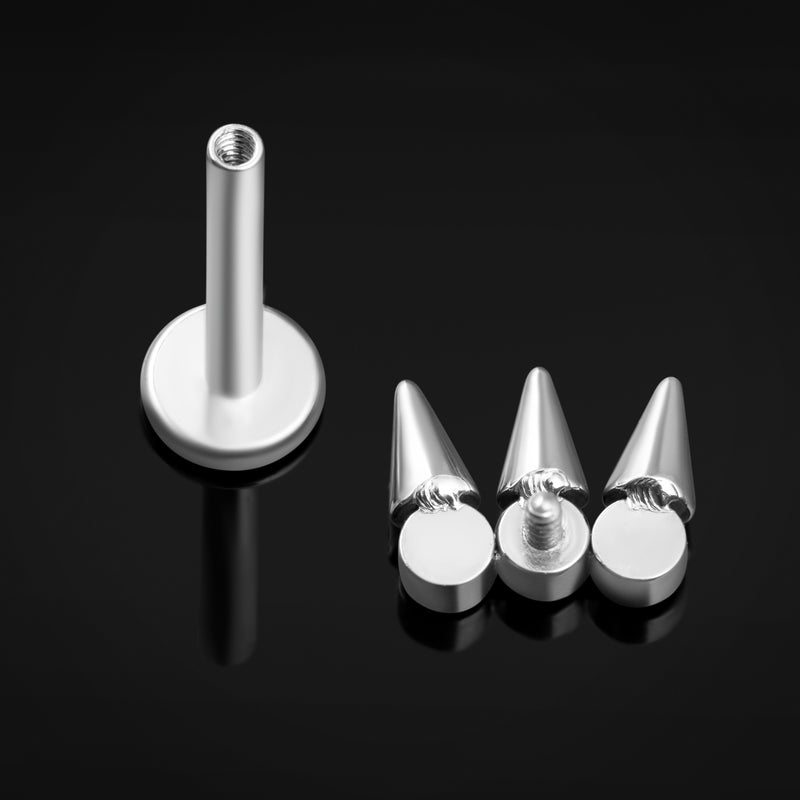 Labret en argent, cluster de bijoux à pointe, filetage interne, titane, 1.2mm
