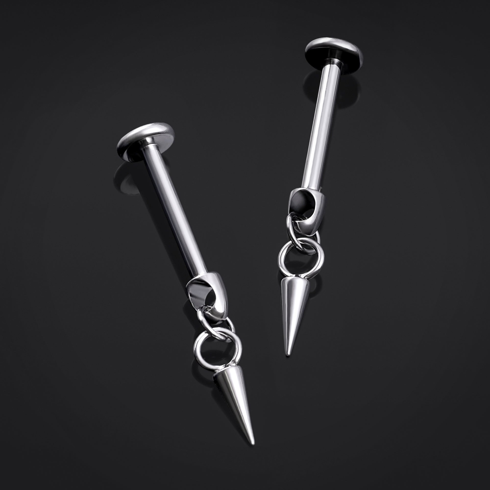 Dangle Labret Stud, Silver, Spike, Internally Threaded, Titanium, 1.2mm