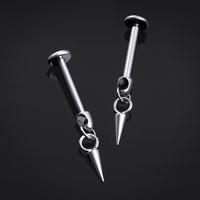 Labret pendant, argent, pointe, filetage interne, titane, 1,2 mm