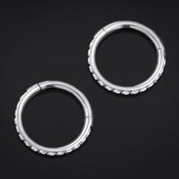 Anneau clicker, argent, sans soudure et serti de pierres, titane ASTM F136