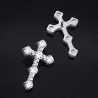 Embout de labret, argent, croix sertie de pierres transparentes, filetage interne, titane