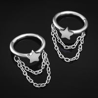 Bague hélice étoile à double chaîne, argent, titane ASTM F136