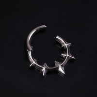 Gothic Spiked ASTM F136 Titanium Silver Daith Clicker Ring
