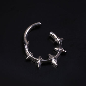Curved Eyebrow Barbell, Silver, Spiked, Internally Threaded, Titanium