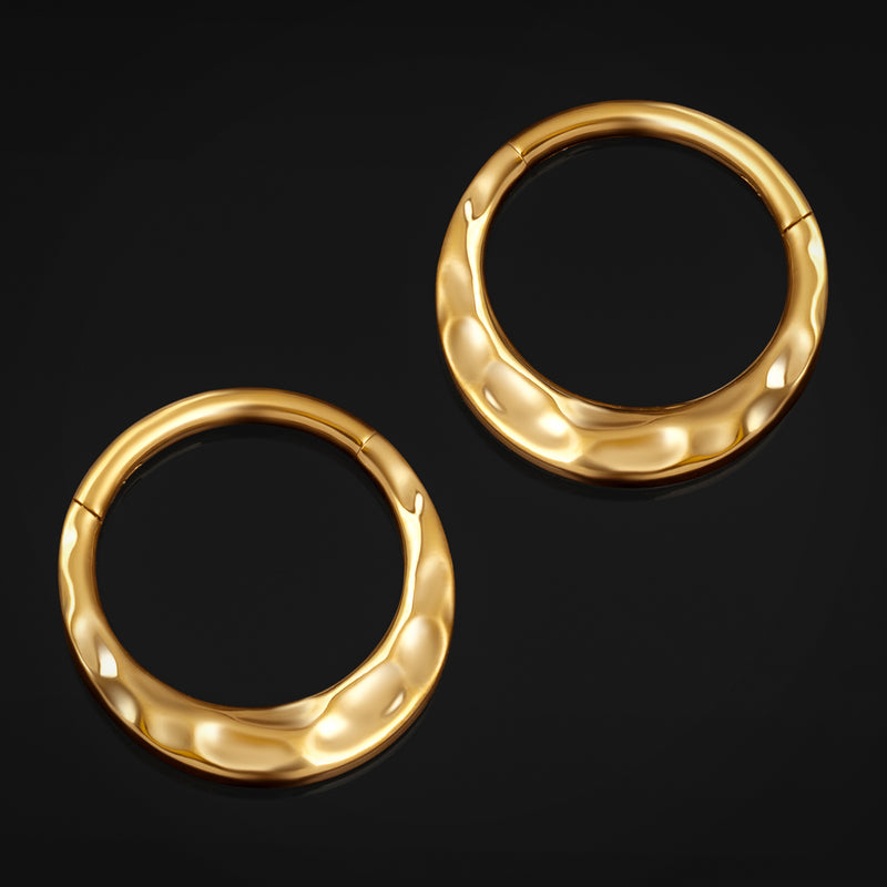 Gold Hammered Dome ASTM F136 Titanium Segment Clicker Septum Nose Ring