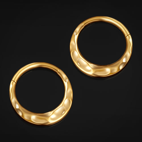 Gold Hammered Dome ASTM F136 Titanium Segment Clicker Septum Nose Ring