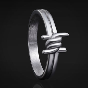 Silver Barbed Wire Ring