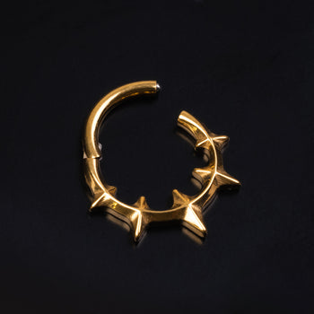 Curved Eyebrow Barbell, Silver, Spiked, Internally Threaded, Titanium