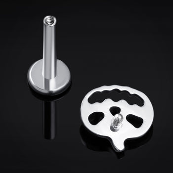 Silver Pumpkin Internally Threaded Titanium Labret Stud 1.2mm Gauge