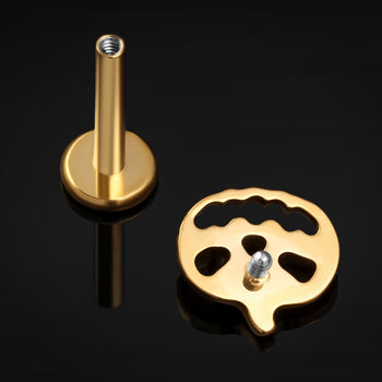 Gold Pumpkin Internally Threaded Titanium Labret Stud 1.2mm Gauge