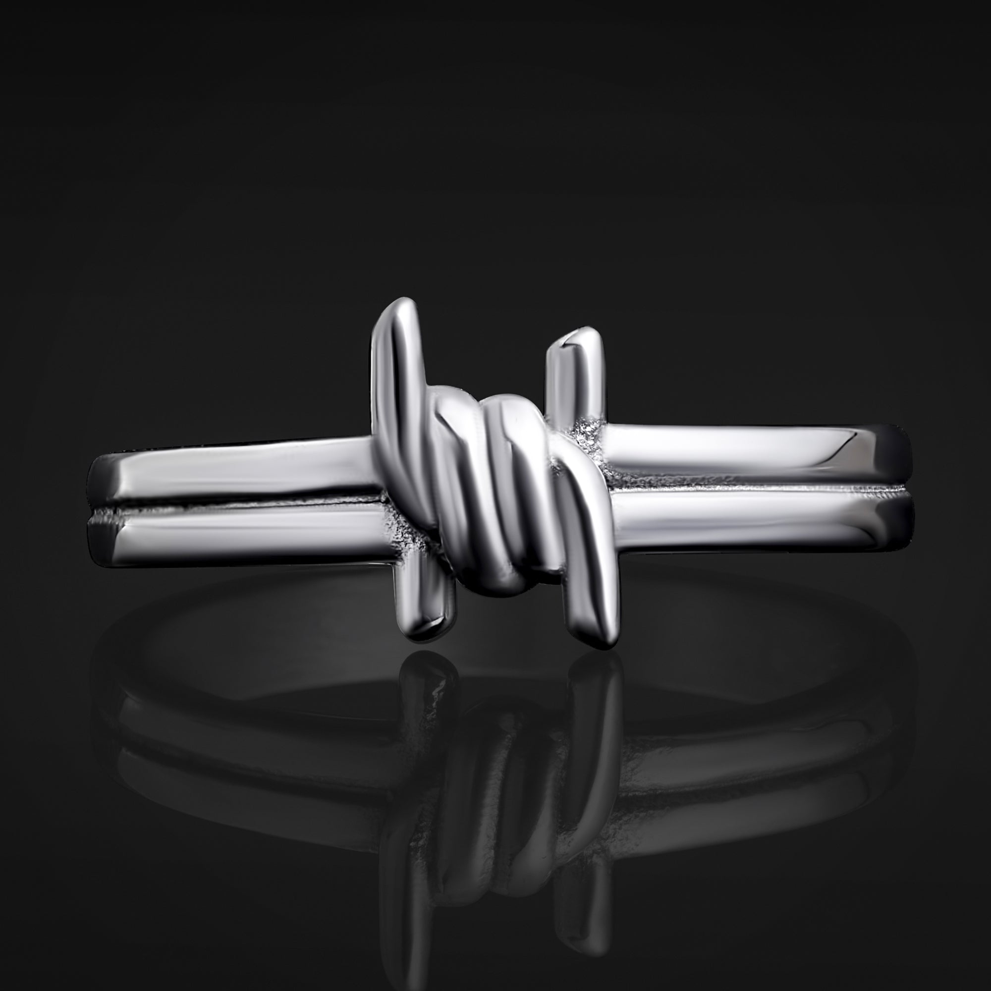 Silver Barbed Wire Ring