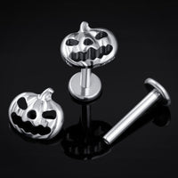 Labret en titane argenté en forme de citrouille à filetage interne, calibre 1,2 mm