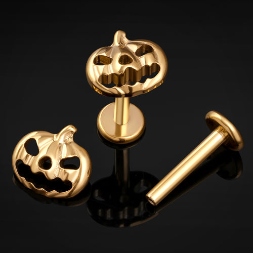 Gold Pumpkin Internally Threaded Titanium Labret Stud 1.2mm Gauge