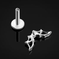 Labret, argent, motif aile de chauve-souris, filetage interne, titane, 1.2mm