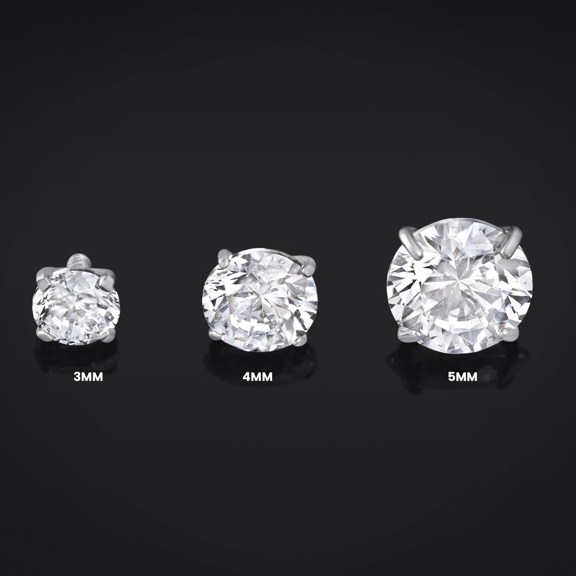 Labret Top, Silver, Claw Set CZ Stone, Internally Threaded, Titanium Top