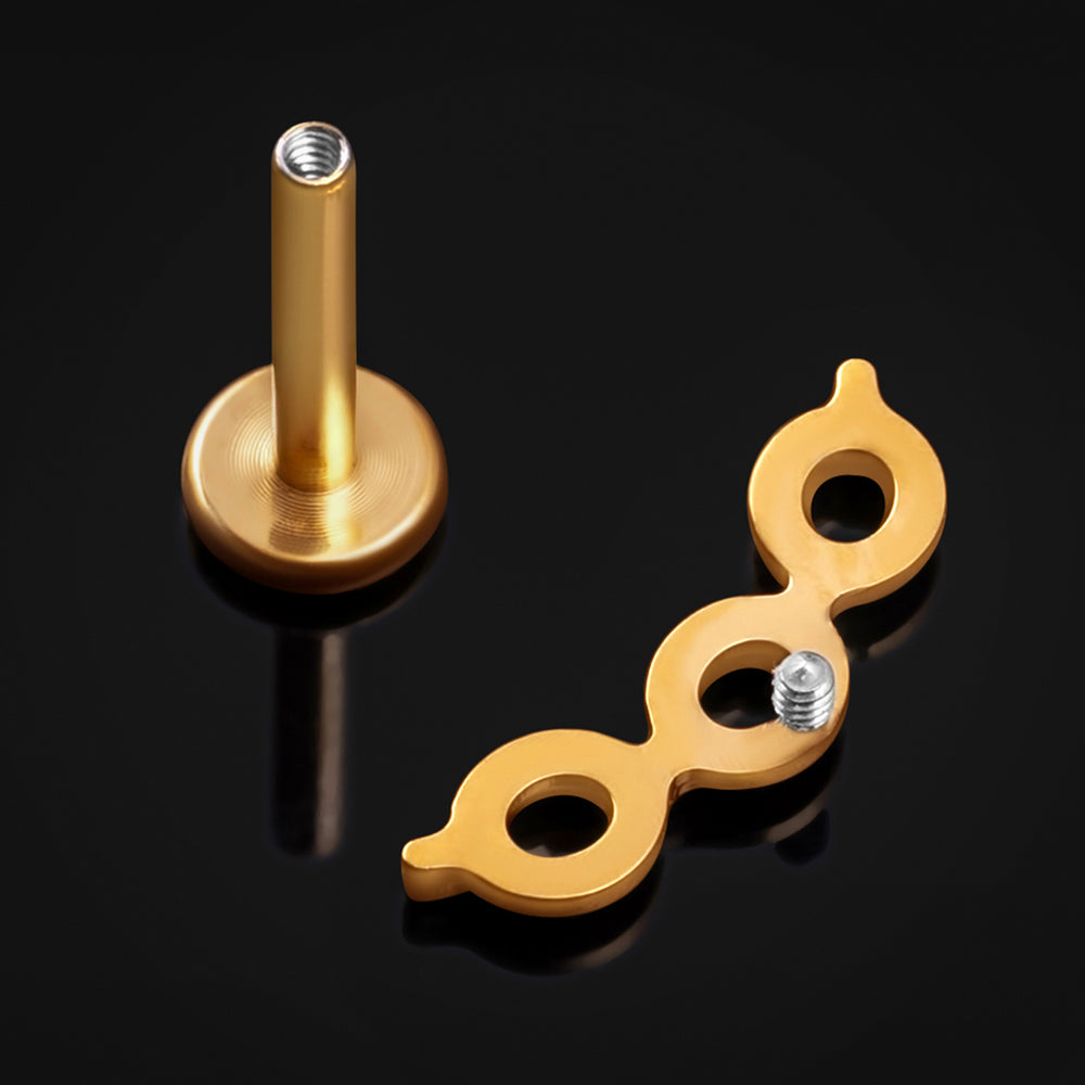 Titan-Labret-Ohrstecker mit Innengewinde, Stärke 1,2 mm, in Roségold mit Kegel