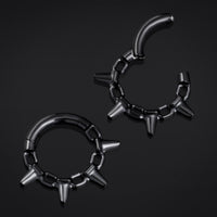 Septum clicker, noir, chaîne à pointes, titane